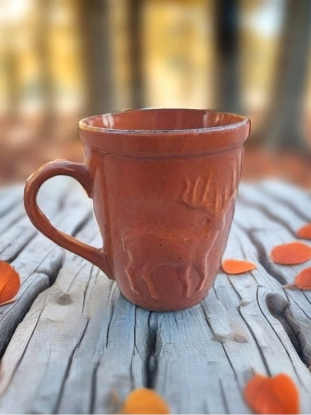 Handmade Ceramic Deer Mug in Rust Orange - Home Dining